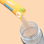 Qallo Energy Starter Pack: sachet poured into a bottle