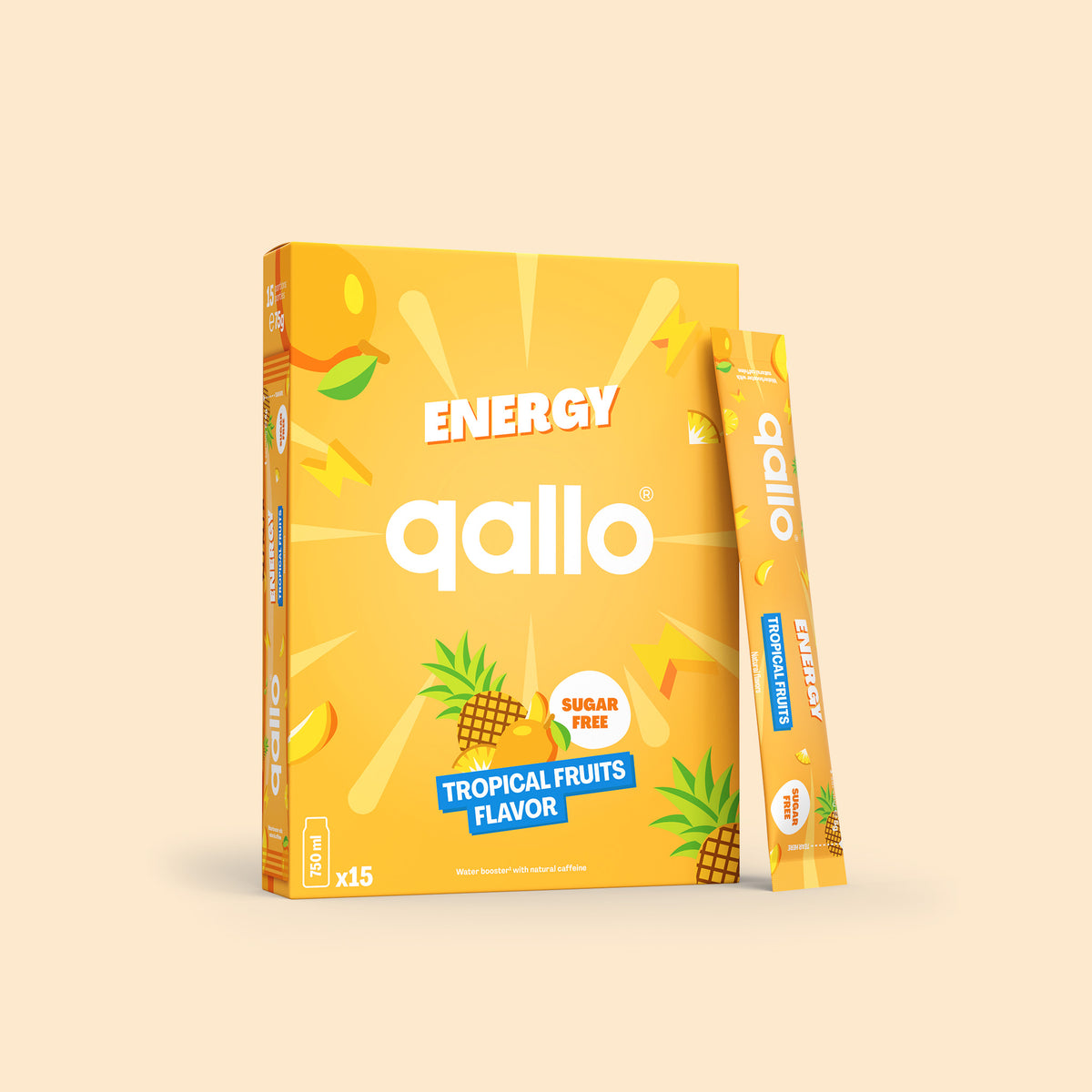 Qallo Energy Tropical Fruits sachets, box of 15 sachets