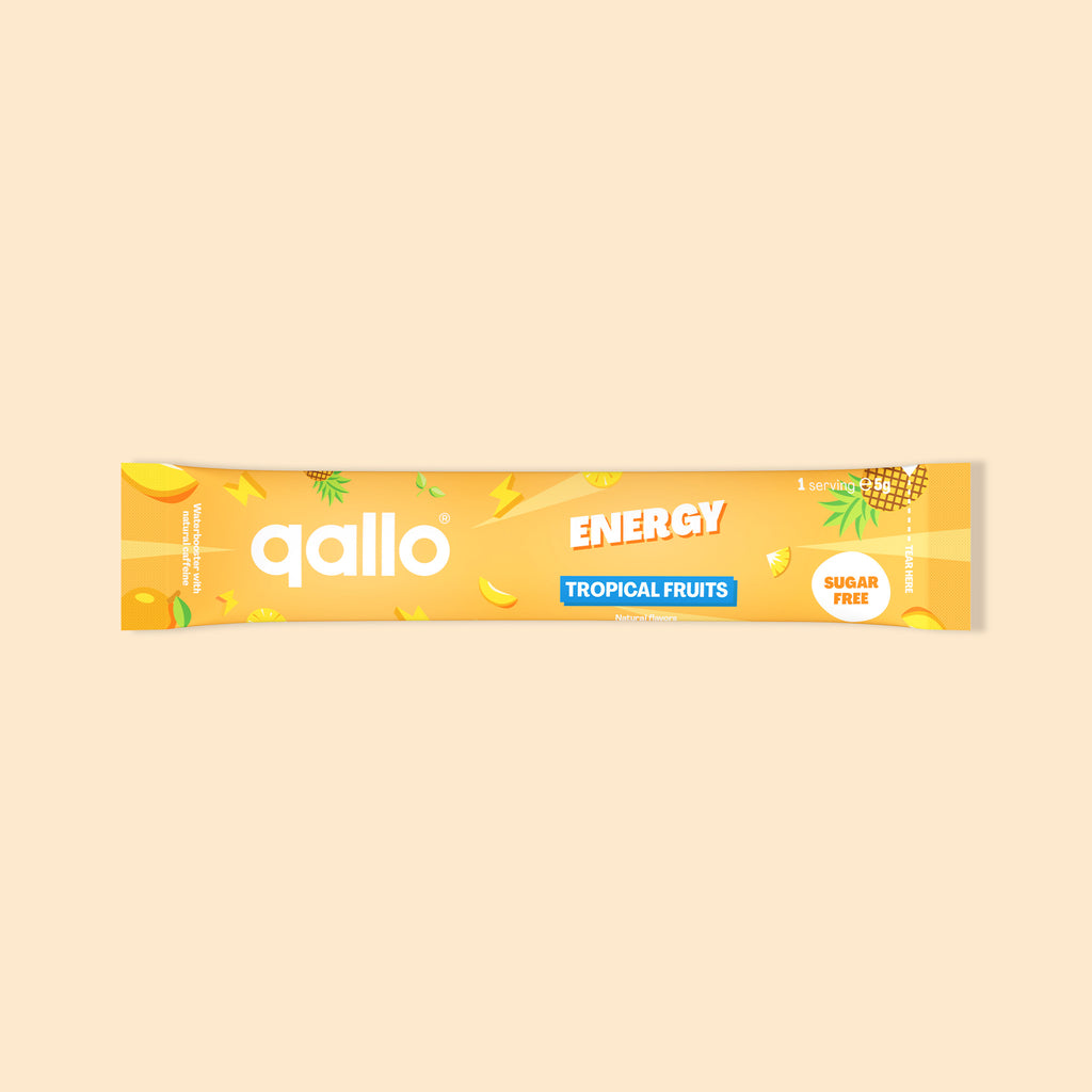 Qallo Energy Tropical Fruits sachets, single sachet