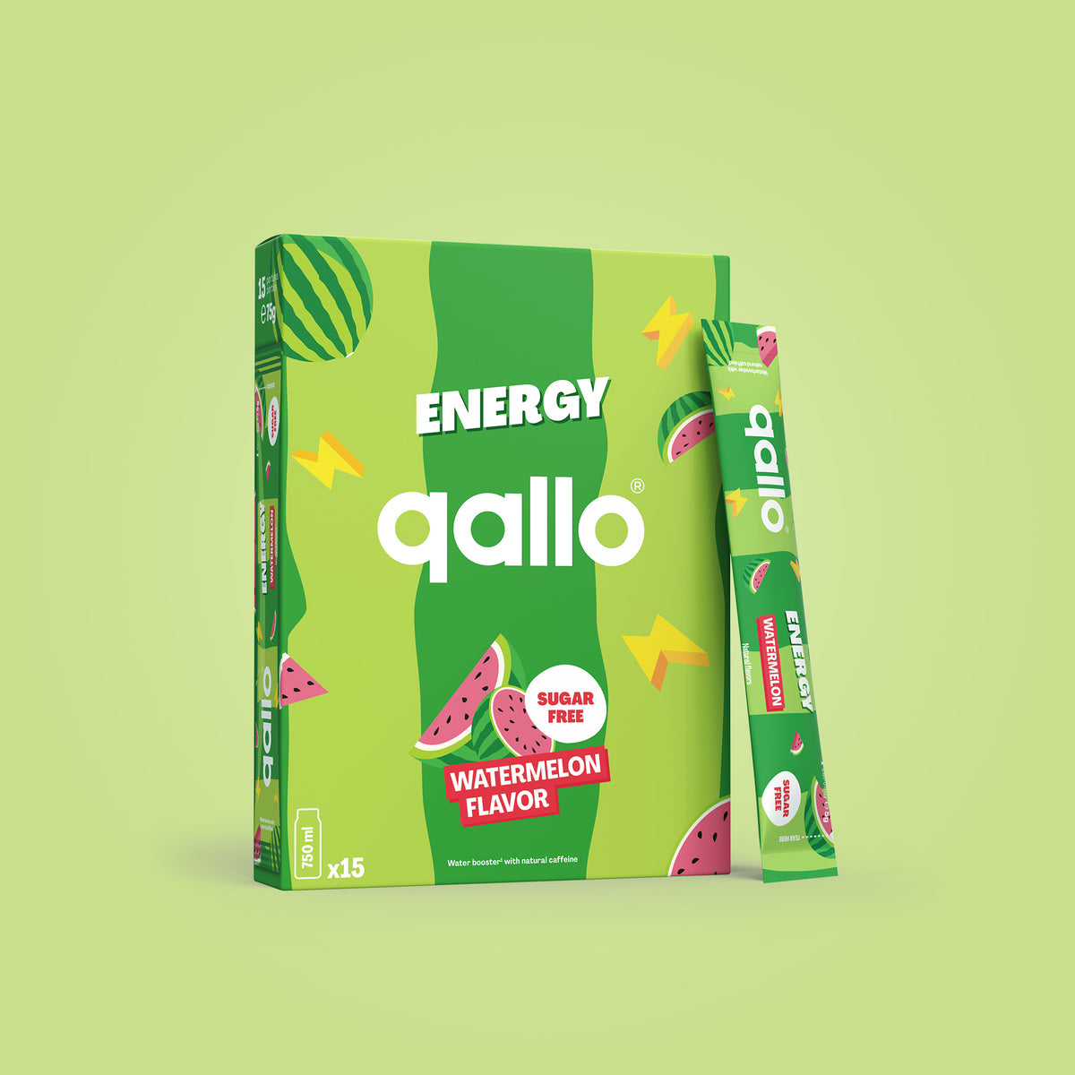 Qallo Energy Watermelon sachets, box of 15 sachets