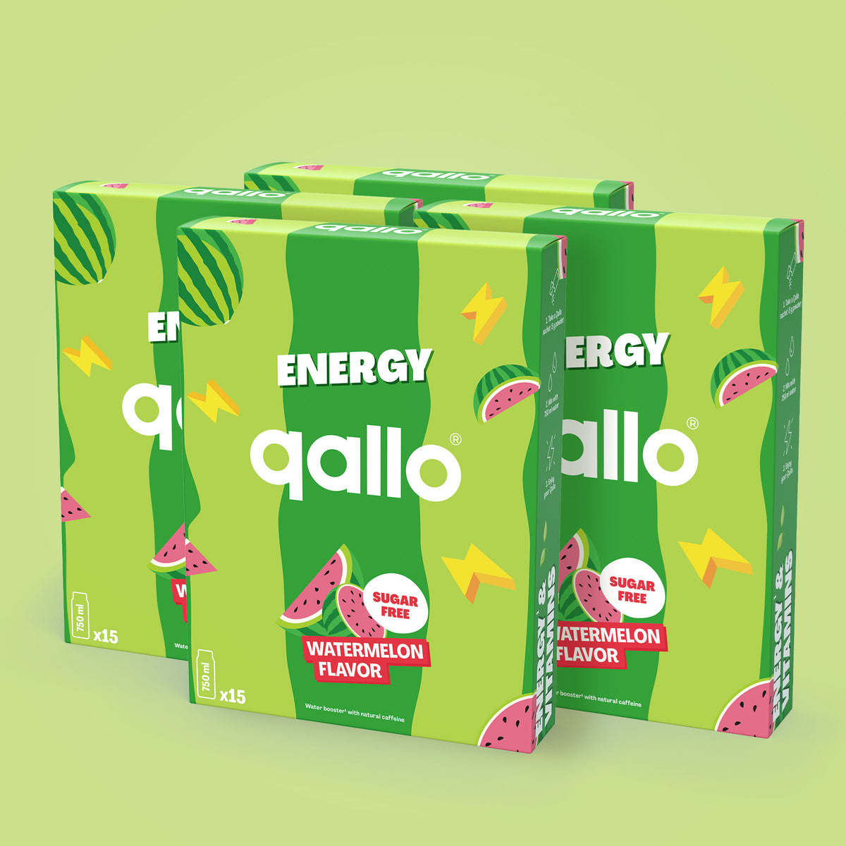 Qallo Energy Watermelon sachets, 4 boxes with 60 sachets in total