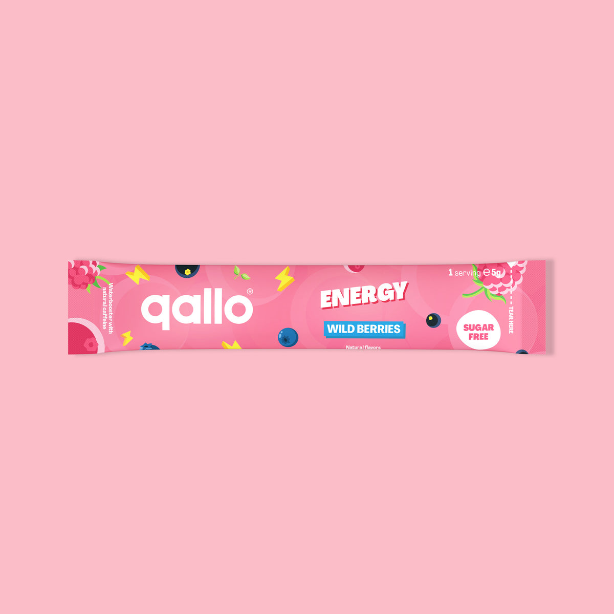 Qallo Energy Wild Berries sachets, single sachet
