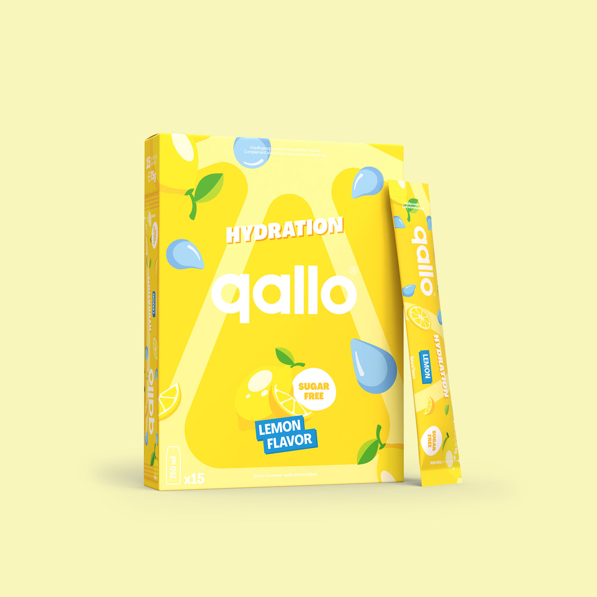 Qallo Hydration Lemon sachets, box of 15 sachets