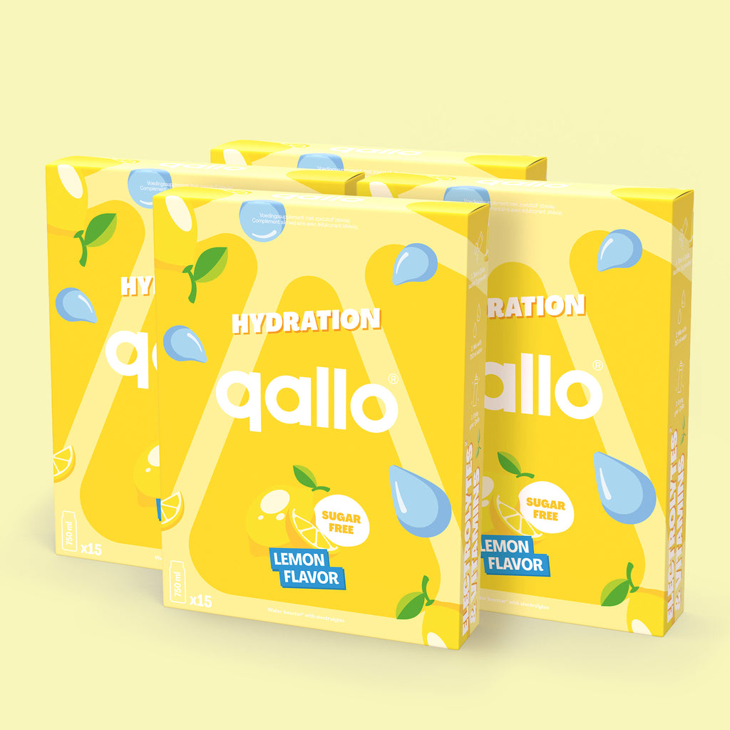 Qallo Hydration Lemon sachets, 4 boxes with 60 sachets in total