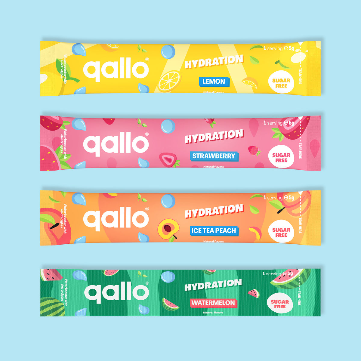 Qallo Hydration Starter Pack, all sachets