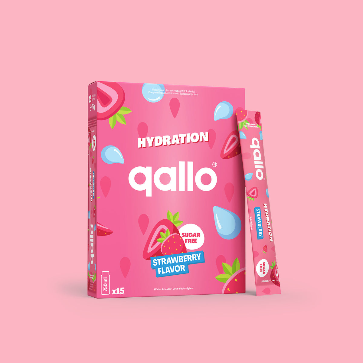 Qallo Hydration Strawberry sachets, box of 15 sachets