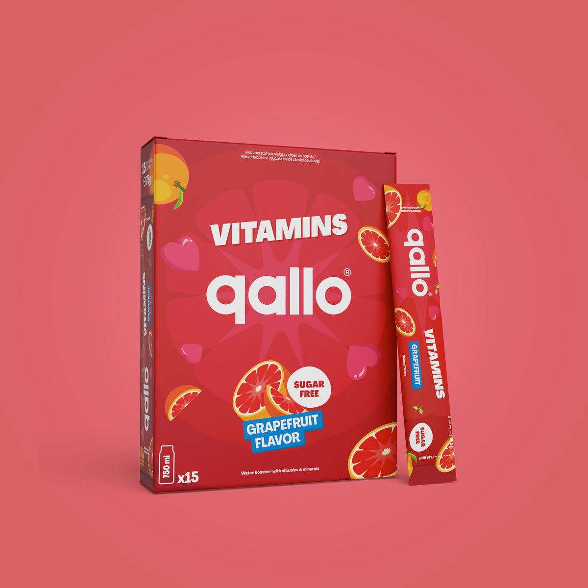 Qallo Vitamins Grapefruit sachets, box of 15 sachets