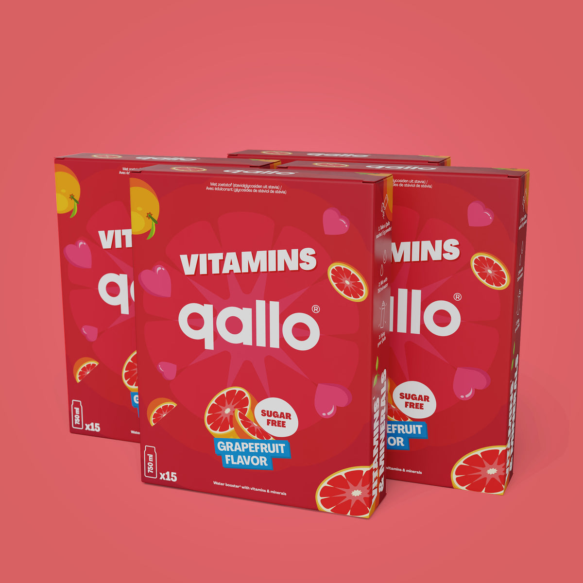 Qallo Vitamins Grapefruit sachets, 4 boxes with 60 sachets in total
