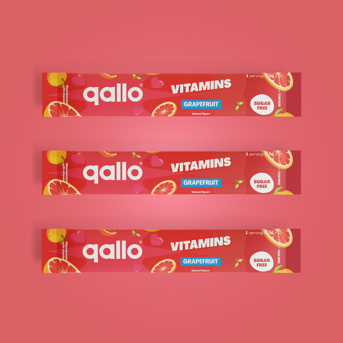 Qallo Vitamins Grapefruit sachets, three sachets