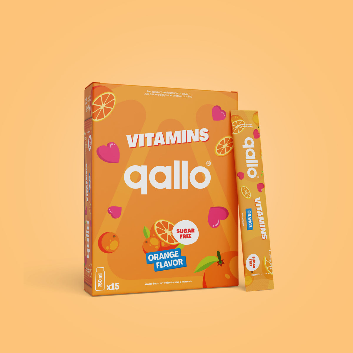 Qallo Vitamins Orange sachets, box of 15 sachets