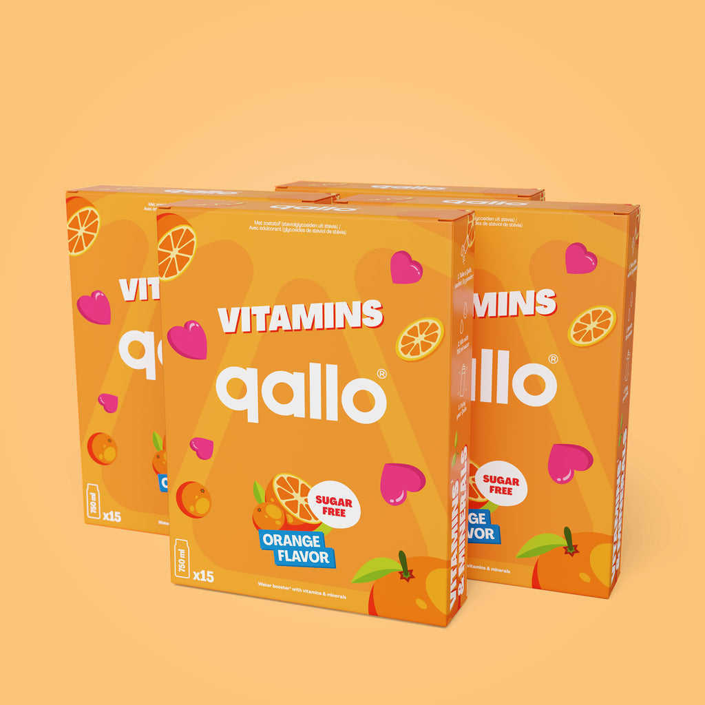 Qallo Vitamins Orange sachets, 4 boxes with 60 sachets in total