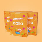 Qallo Vitamins Orange sachets, 4 boxes with 60 sachets in total
