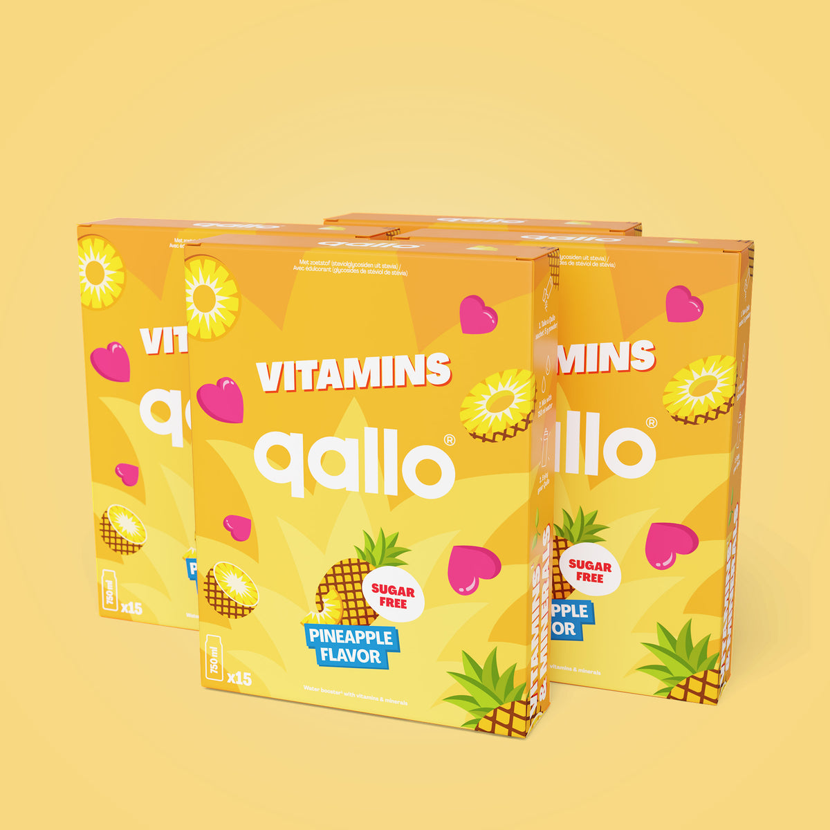 Qallo Vitamins Pineapple sachets, 4 boxes with 60 sachets in total