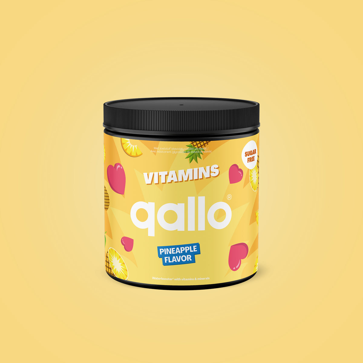 Qallo Vitamins Pineapple tub, 60 portions, front