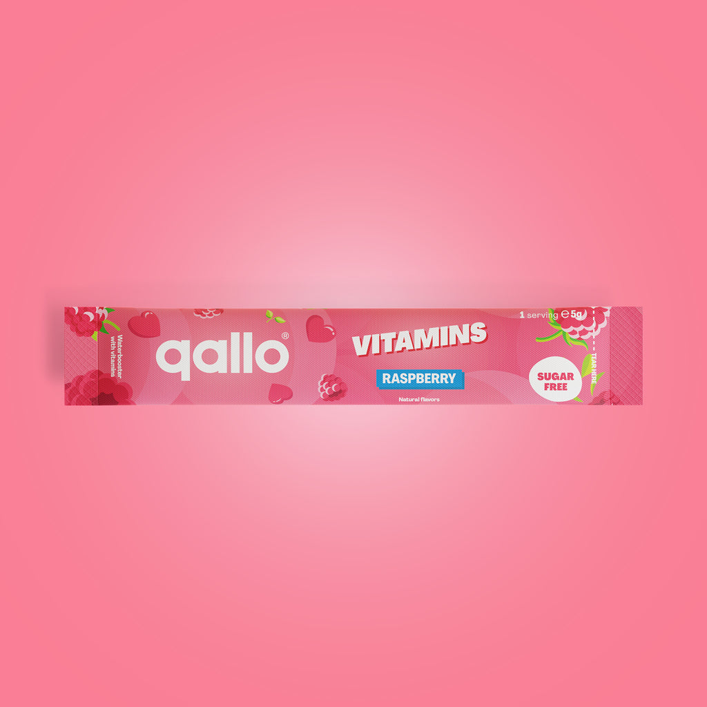 Qallo Vitamins Raspberry sachets, single sachet